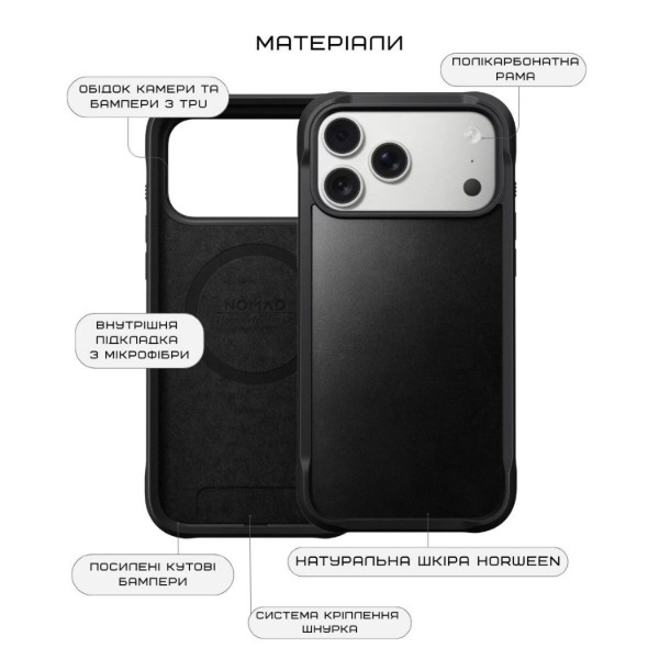 Фото - Чехол для смартфона Nomad Rugged Leather Case Horween Black for iPhone 17 Pro Max (NM011789858)
