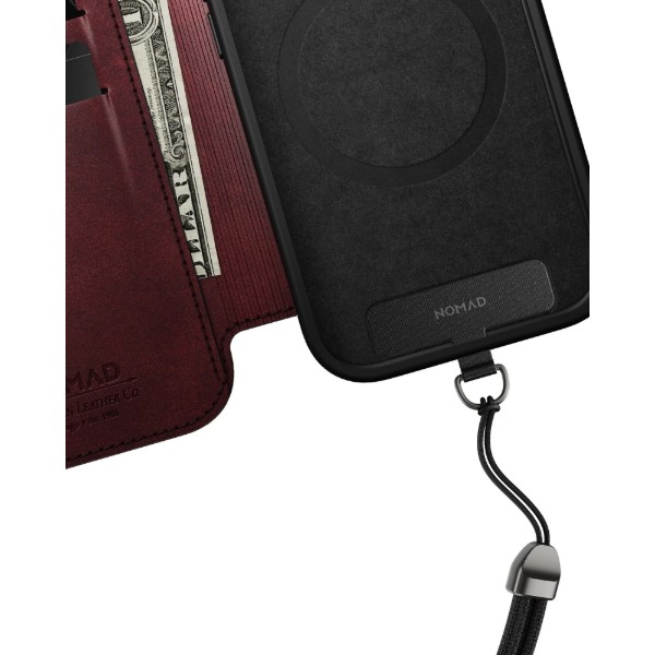 Фото - Чохол для смартфону Nomad Modern Leather Folio Case Horween Burgundy for iPhone 17 Pro (NM011833858)