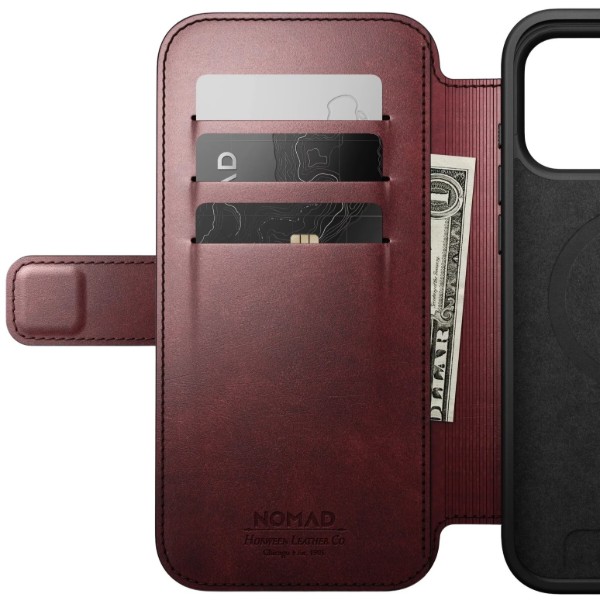 Фото - Чохол для смартфону Nomad Modern Leather Folio Case Horween Burgundy for iPhone 17 Pro (NM011833858)