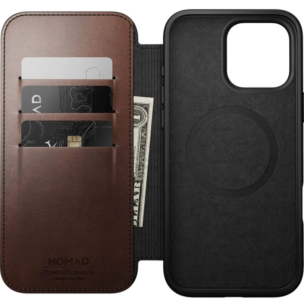 Фото - Чехол для смартфона Nomad Modern Leather Folio Rustic Brown Horween for iPhone 16 Pro (NM01676485)