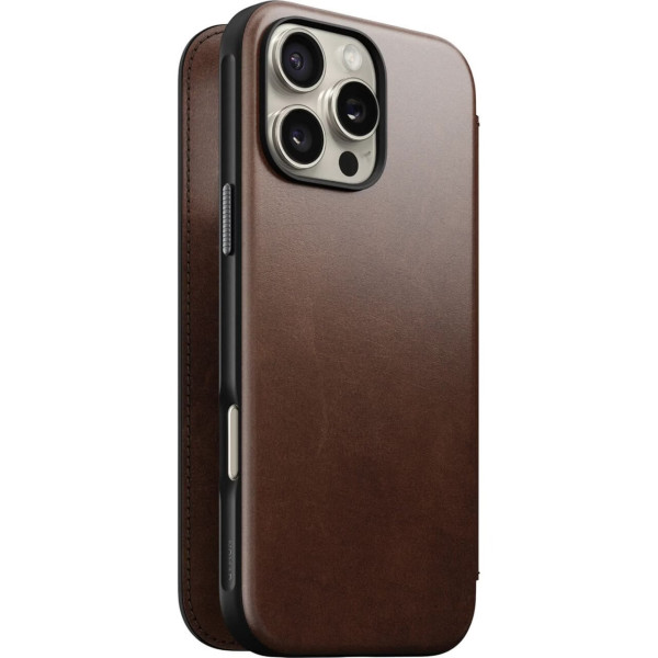 Фото - Чехол для смартфона Nomad Modern Leather Folio Rustic Brown Horween for iPhone 16 Pro (NM01676485)