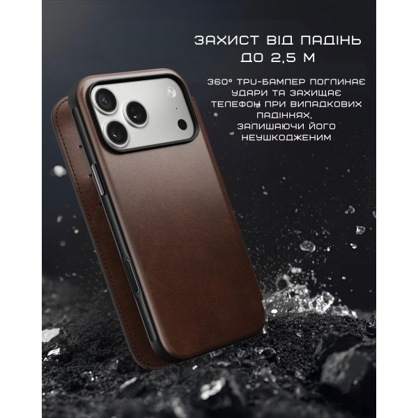 Фото - Чохол для смартфону Nomad Modern Leather Folio Case Horween Rustic Brown for iPhone 17 Pro Max (NM014100858)