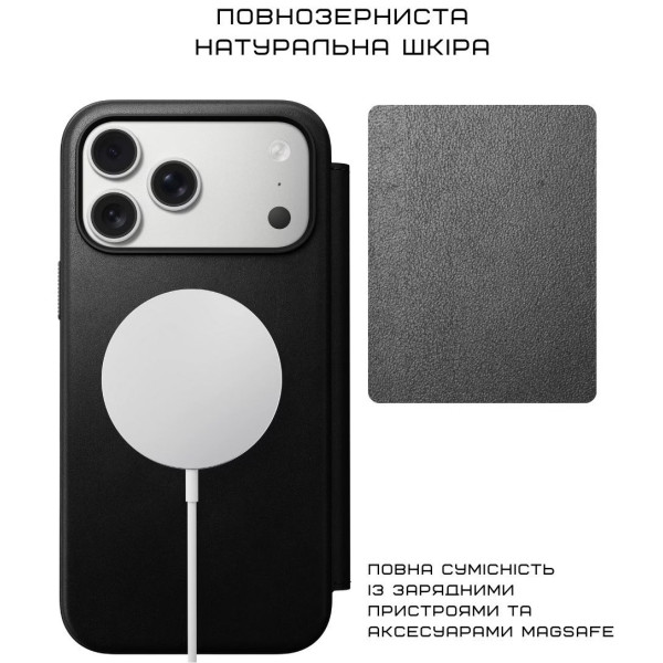 Фото - Чохол для смартфону Nomad Modern Leather Folio Case Black for iPhone 17 Pro Max (NM014148858)