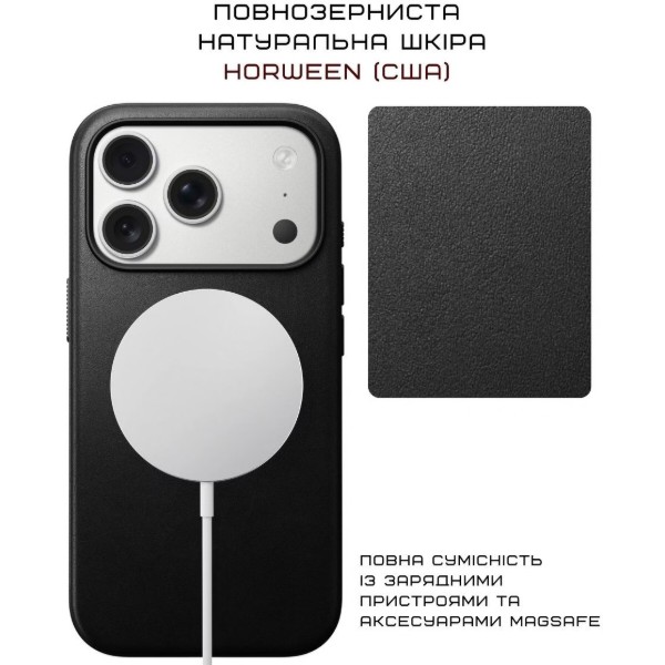 Фото - Чохол для смартфону Nomad Modern Leather Case Horween Black for iPhone 17 Pro (NM014308858)