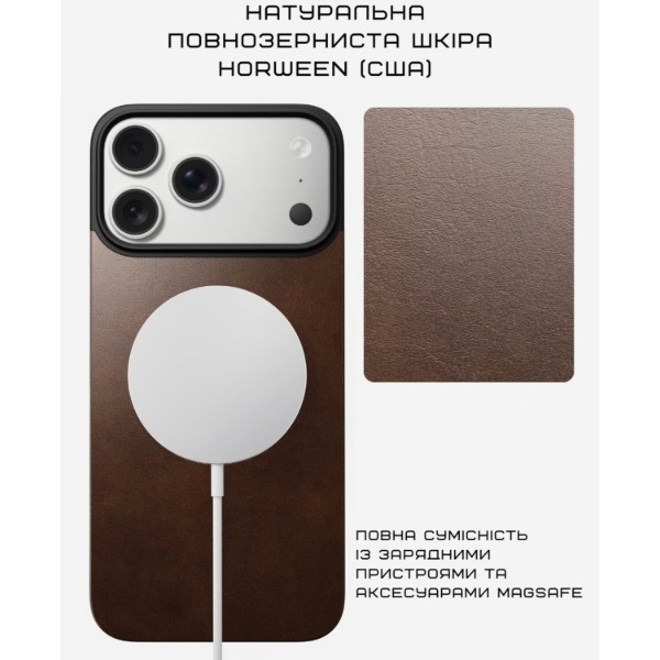 Фото - Чехол для смартфона Nomad Magnetic Leather Back Case Horween Rustic Brown for iPhone 17 Pro Max (NM014384858)