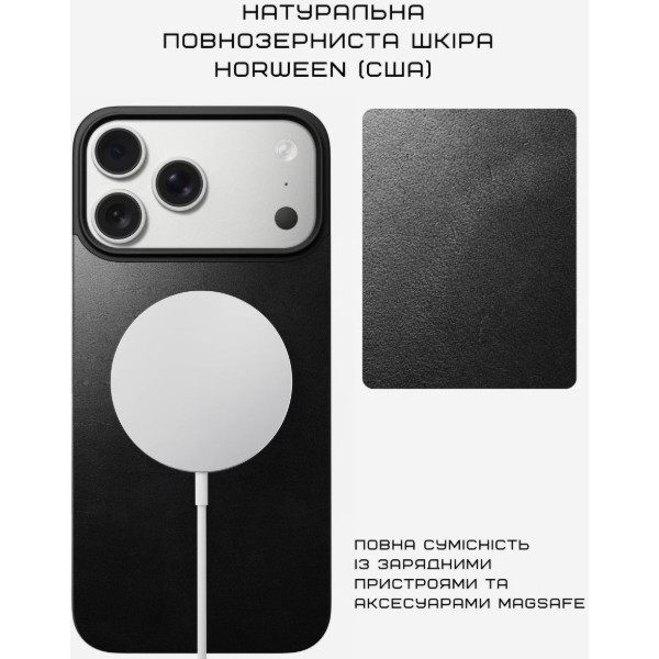 Фото - Чехол для смартфона Nomad Magnetic Leather Back Case Horween Black for iPhone 17 Pro (NM014414858)