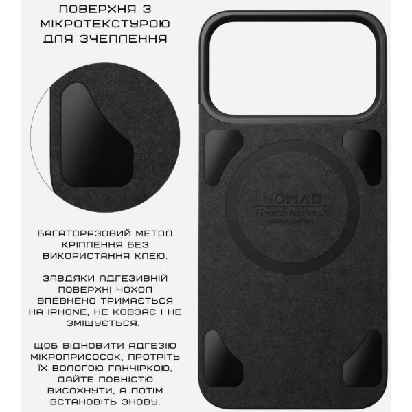 Фото - Чехол для смартфона Nomad Magnetic Leather Back Case Horween Black for iPhone 17 Pro (NM014414858)