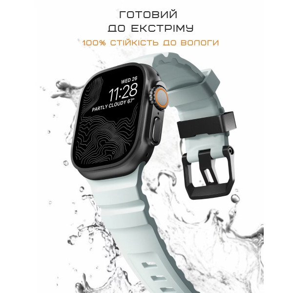 Фото - Ремінець для смарт-годинника Nomad Rocky Point Band Black Titanium Hardware Icy Blue Glow 46mm/49mm (NM014445858)