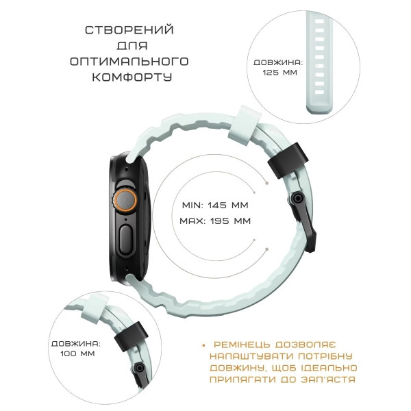 Фото - Ремінець для смарт-годинника Nomad Rocky Point Band Black Titanium Hardware Icy Blue Glow 46mm/49mm (NM014445858)