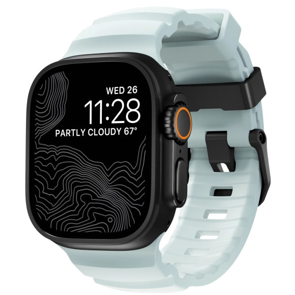 Фото - Ремінець для смарт-годинника Nomad Rocky Point Band Black Titanium Hardware Icy Blue Glow 46mm/49mm (NM014445858)