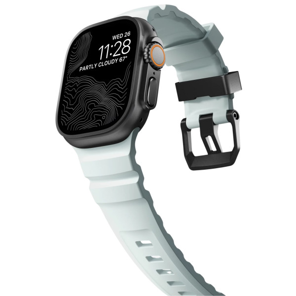 Фото - Ремінець для смарт-годинника Nomad Rocky Point Band Black Titanium Hardware Icy Blue Glow 46mm/49mm (NM014445858)