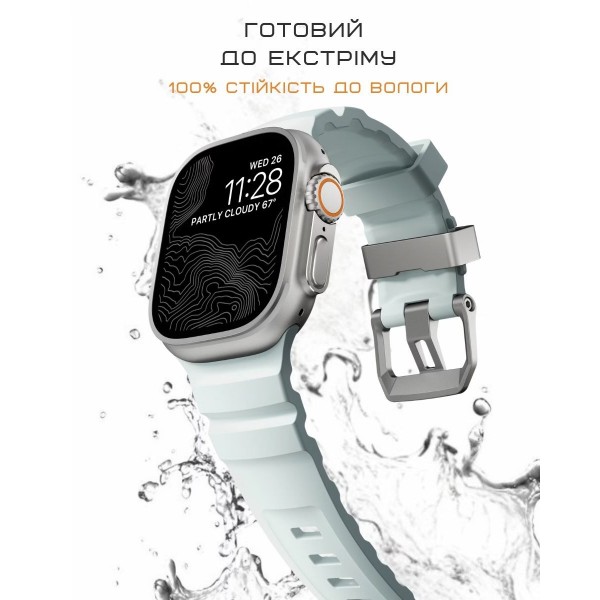 Фото - Ремешок для смарт-часов Nomad Rocky Point Band Natural Titanium Hardware Icy Blue Glow 46mm/49mm (NM014452858)