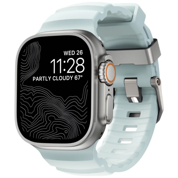 Фото - Ремешок для смарт-часов Nomad Rocky Point Band Natural Titanium Hardware Icy Blue Glow 46mm/49mm (NM014452858)