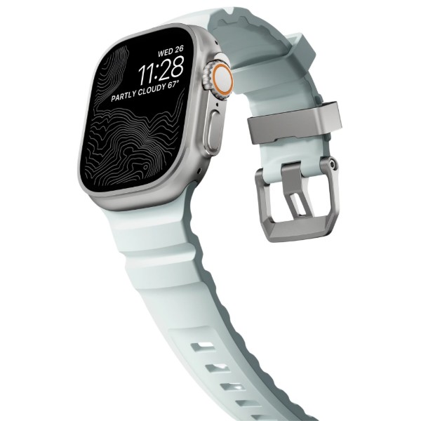 Фото - Ремешок для смарт-часов Nomad Rocky Point Band Natural Titanium Hardware Icy Blue Glow 46mm/49mm (NM014452858)