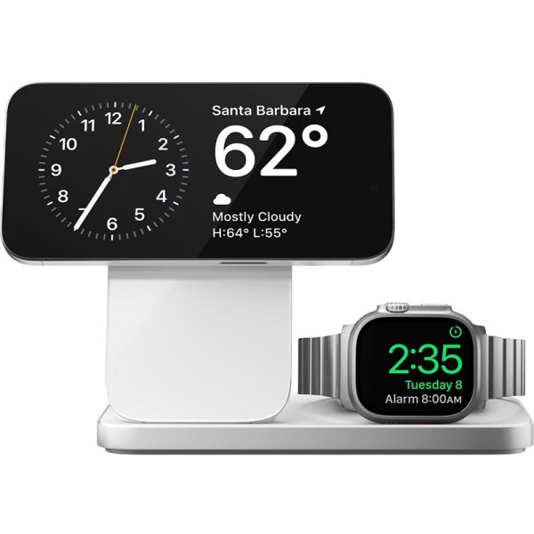 Фото - Бездротовий зарядний пристрій Nomad Stand One Max Qi2 25W 3-in-1 Charging Hub (4rd Gen) Silver (NM014506858)