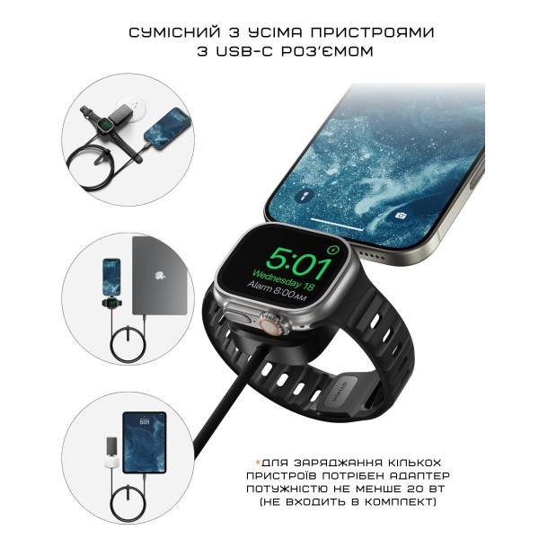 Фото - Переходник Nomad USB-C Kevlar Universal Cable Carbide for Apple Watch 1.5 м (NM014780858)