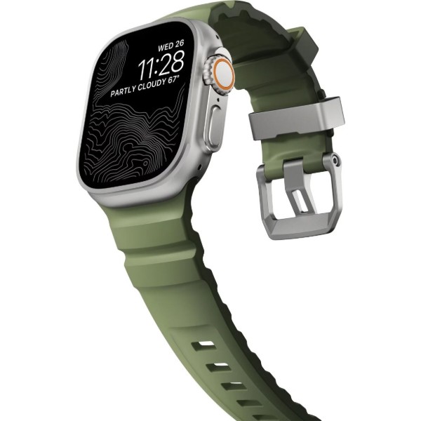 Фото - Ремінець для смарт-годинника Nomad Rocky Point Band Natural Titanium Hardware Forest 46mm/49mm (NM014841858)