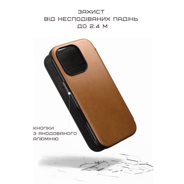 Фото - Чохол для смартфону Nomad Modern Leather Folio English Tan for iPhone 16 Pro (NM01678885)