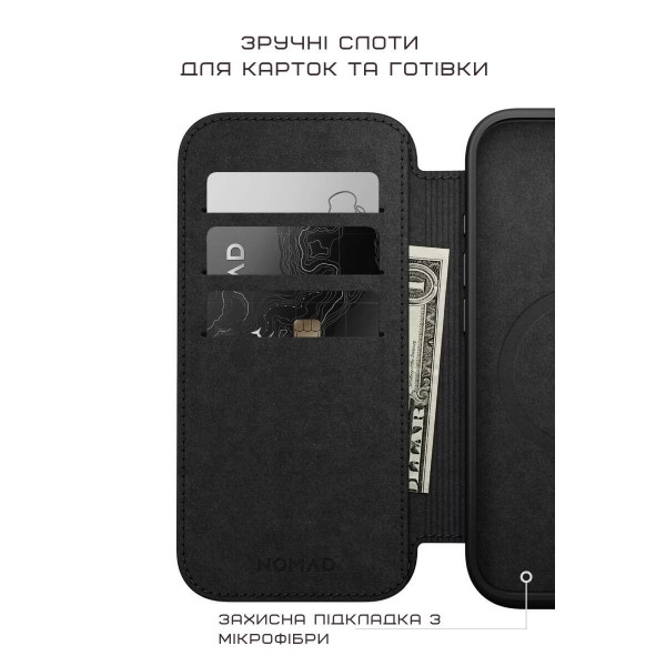 Фото - Чохол для смартфону Nomad Modern Leather Folio Back for iPhone 16 Pro (NM01680185)