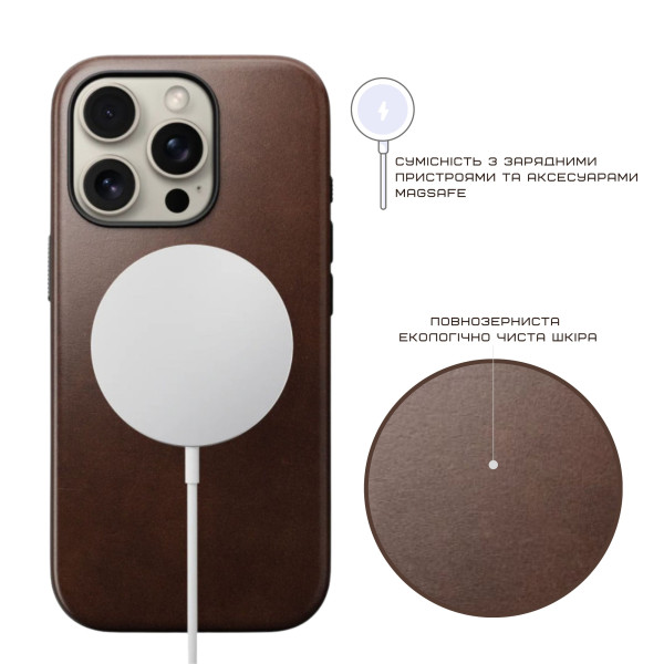 Фото - Чохол для смартфону Nomad Modern Leather Brown for iPhone 16 Pro Max (NM01692485)