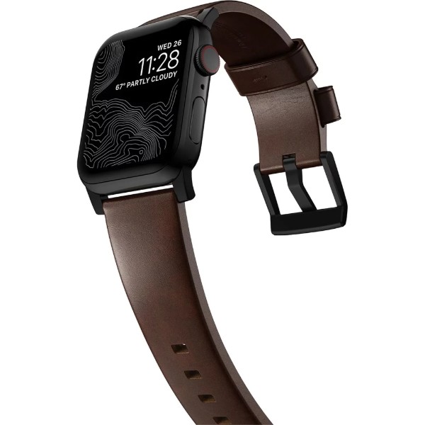 Фото - Ремінець для смарт-годинника Nomad Modern Leather Band Black Hardware Rustic Brown Horween 41mm/42mm (NM1A3RBM00)