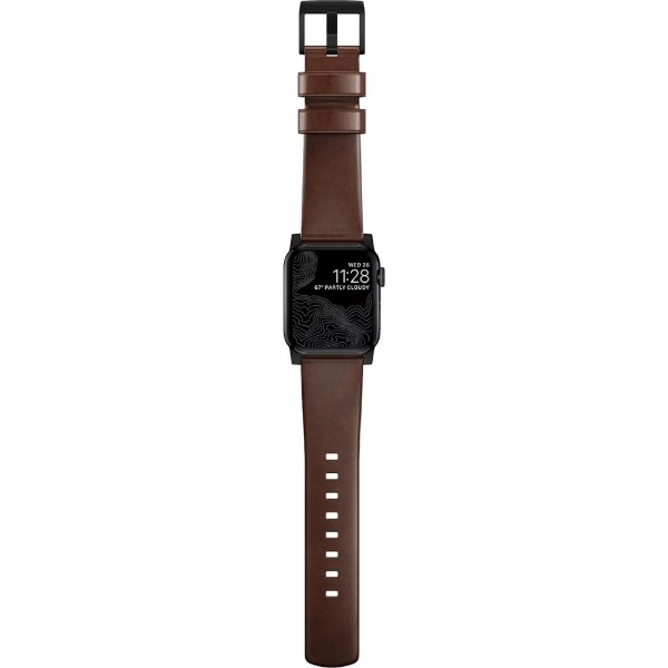 Фото - Ремінець для смарт-годинника Nomad Modern Leather Band Black Hardware Rustic Brown Horween 41mm/42mm (NM1A3RBM00)
