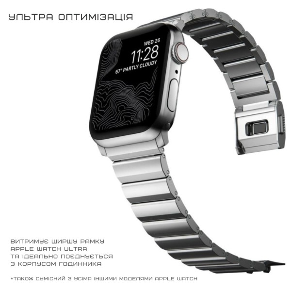 Фото - Ремінець для смарт-годинника Nomad Steel Band Silver Hardware Silver 46mm/49mm (NM1A4HSXS0)