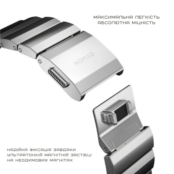 Фото - Ремінець для смарт-годинника Nomad Steel Band Silver Hardware Silver 46mm/49mm (NM1A4HSXS0)