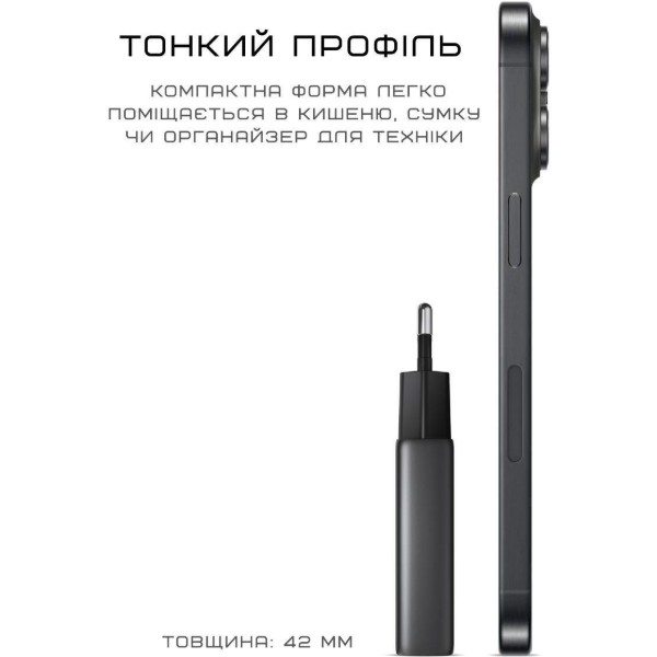 Фото - Мережевий зарядний пристрій Nomad USB-C GaN 40W Slim EU Power Adapter Carbide (NM014773858)