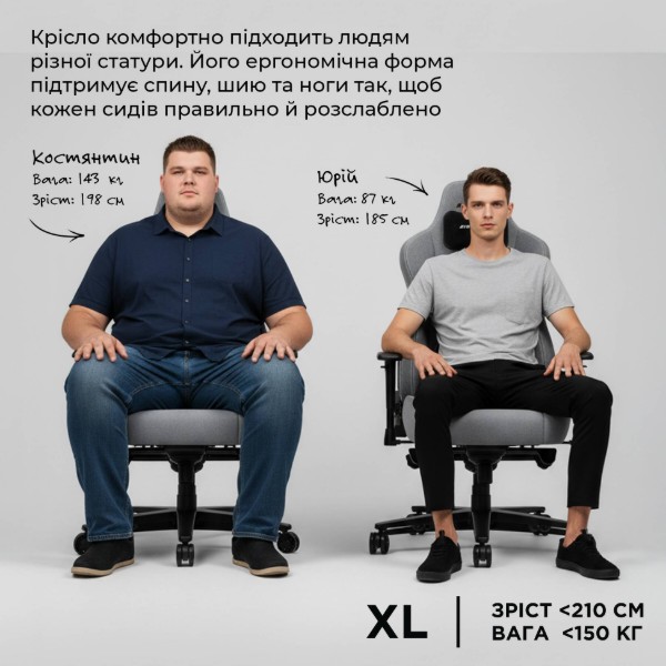 Фото - Крісло для геймерів Anda Seat Novis Plus XL Dark Grey Fabric (AD23YC-XL-01-GB-F-G04)