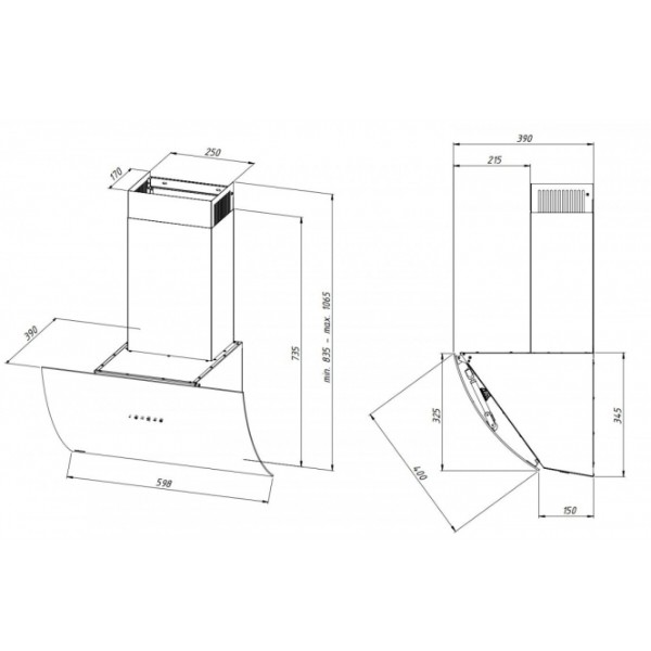 Фото - Витяжка декоративна Akpo WK-9 Clarus Pro 850 Black 60