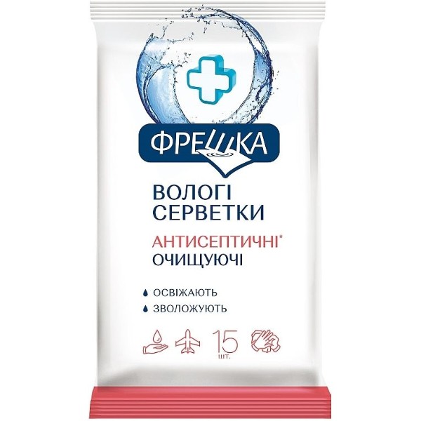 Фото - Серветки гігієнічні вологі Біокон 15 шт. антисептичні (4820064563107)