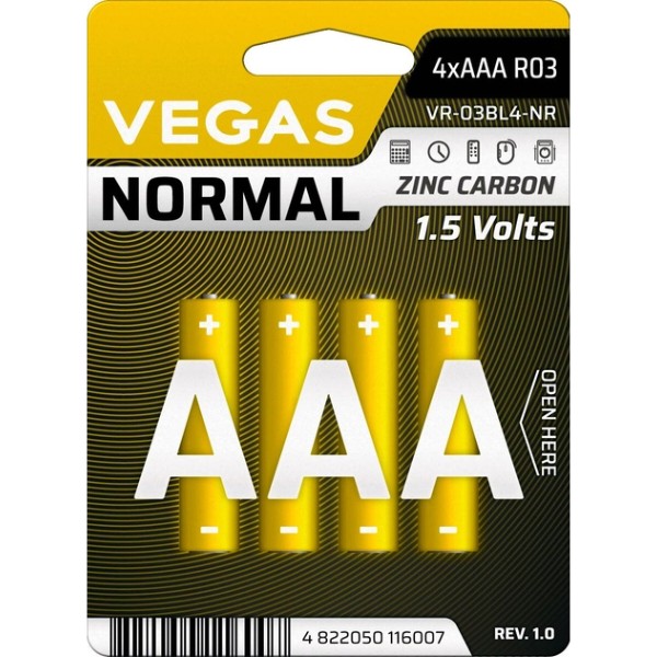 Фото - Батарейка тип AAA Vegas VR-03BL4-NR Фото - Батарейка тип AAA Vegas VR-03BL4-NR