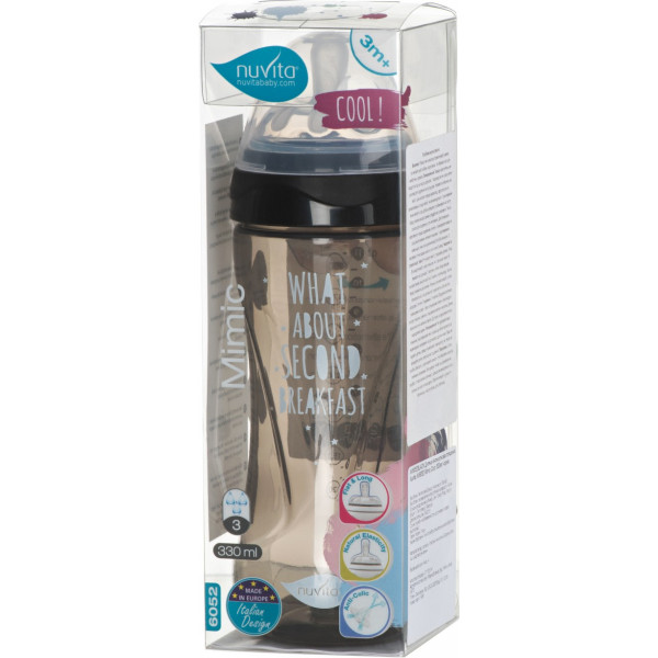 Фото - Бутылочка для кормления Nuvita Антиколиковая Mimic Cool 330 мл Black (NV6052BLACK)