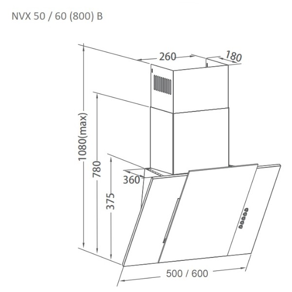 Фото - Витяжка декоративна Pyramida NVX 60 (800) B BL