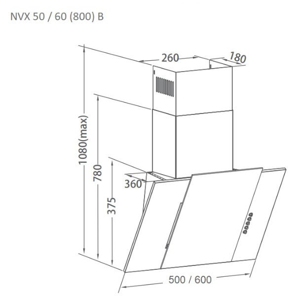Фото - Вытяжка декоративная Pyramida NVX 60 (800) B XBL