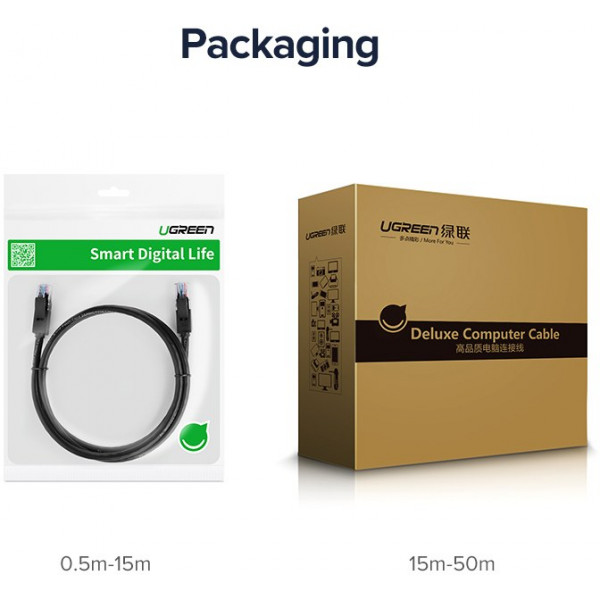 Фото - Кабель патч-корд UGREEN NW102 Cat 6 U/UTP Lan Cable 5m Black (20162)