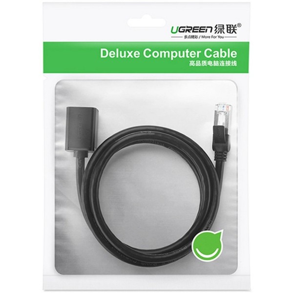 Фото - Кабель патч-корд UGREEN NW112 Cat 6 F/UTP Ethernet RJ45 Extension Male/Female Patch Cords 0.5m Black (11278)