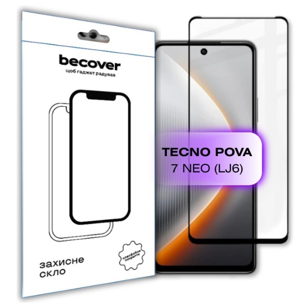 Фото - Захисне скло для смартфону BeCover for Tecno POVA 7 Neo (LJ6) Black (714920)