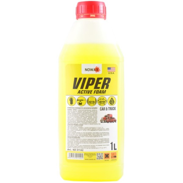 Фото - Пена для мойки авто NOWAX суперконцентрат для бесконтактной мойки Viper Active Foam 1 л (NX01142) Фото - Пена для мойки авто NOWAX суперконцентрат для бесконтактной мойки Viper Active Foam 1 л (NX01142)
