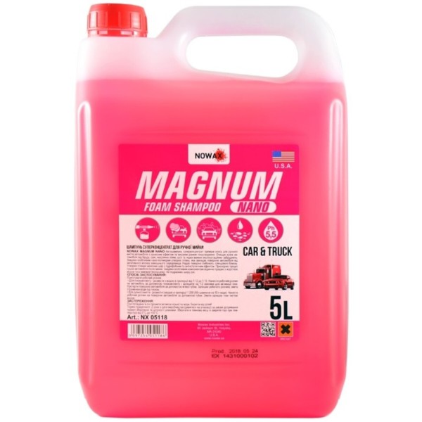 Фото - Шампунь для авто NOWAX суперконцентрат для ручной мойки MAGNUM NANO FOAM SHAMPOO 5 л 1:10 (NX05118) Фото - Шампунь для авто NOWAX суперконцентрат для ручной мойки MAGNUM NANO FOAM SHAMPOO 5 л 1:10 (NX05118)