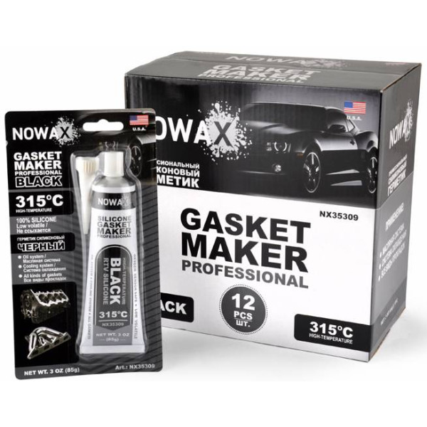 Фото - Герметик NOWAX високотемпературний 100% силіконовий чорний (NX35309)