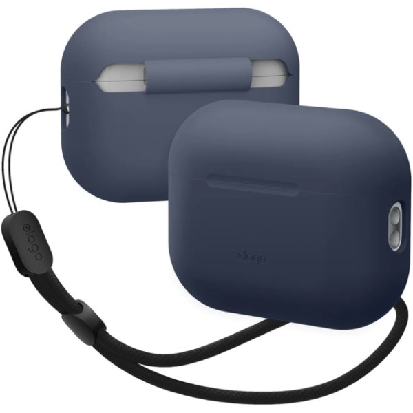 Фото - Чохол для навушників Elago Silicone Basic Case with Nylon Lanyard Jean Indigo for Airpods Pro 2nd Gen (EAPP2SC-BA+ROSTR-JIN)