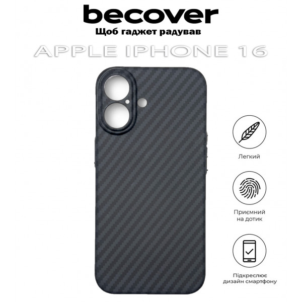 Фото - Чохол для смартфону BeCover Carbonite Case (MagSafe) for Apple iPhone 16 Black (712067)