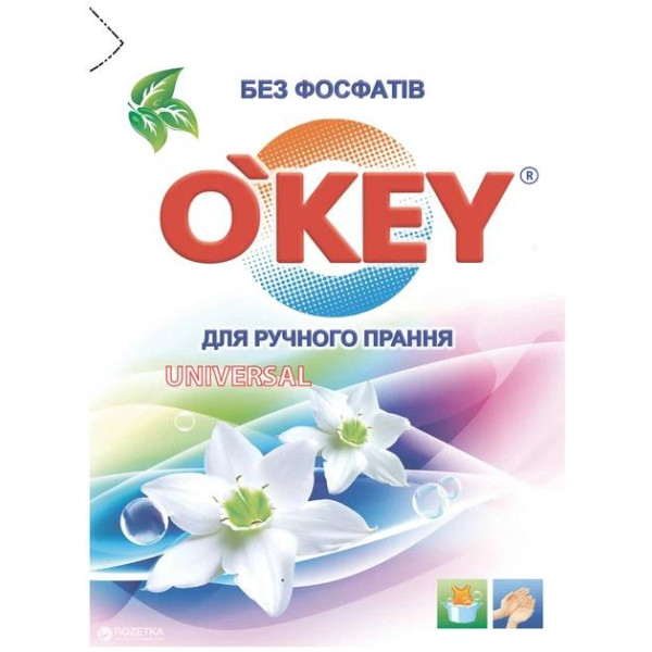 Фото - Пральний порошок O'key д/ручного Universal 400гр (4820049381177)