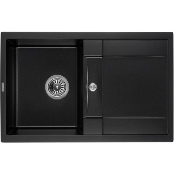 Фото - Мойка кухонная+смеситель GRANADO VALENCIA black shine_чаша слева