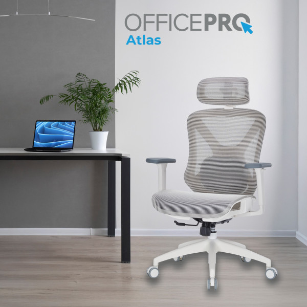 Фото - Крісло офісне OfficePro Atlas (OC630-W-LG-LG) White/Light Gray
