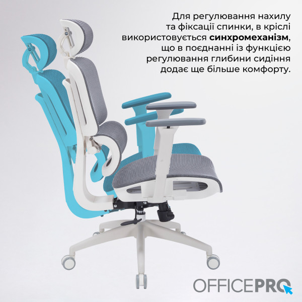 Фото - Кресло офисное OfficePro Skyline (OC680-W-DG-DG) White/Dark Gray