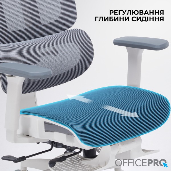 Фото - Кресло офисное OfficePro Skyline Footrest (OC750-W-DG-DG) White/Dark Gray