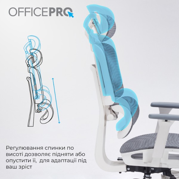Фото - Кресло офисное OfficePro Skyline Footrest (OC750-W-DG-DG) White/Dark Gray